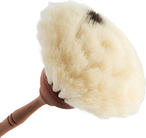 Redecker Goat Hair Dust Brush with Oiled Pearwood Handle, 13-1/2 inches, Durable Everyday Duster Cleans Delicate Surfaces, Hanging Loop for Storage, Light with Black Dot, Made in Germany in Saudi Arabia
