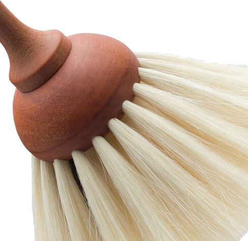 Redecker Goat Hair Dust Brush with Oiled Pearwood Handle, 13-1/2 inches, Durable Everyday Duster Cleans Delicate Surfaces, Hanging Loop for Storage, Light with Black Dot, Made in Germany in Saudi Arabia