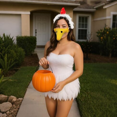 Chicken Headband & Beak Kit – Plush Rooster Costume Accessory with Faux Fur Headband and Fabric Beak – Great for Adults & Teens, Halloween, Cosplay, and Party Photos in Saudi Arabia