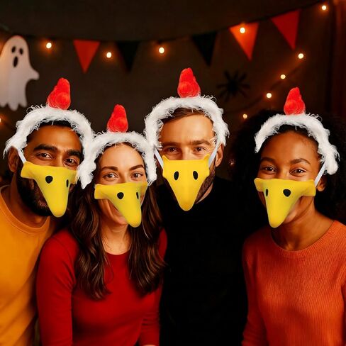 Chicken Headband & Beak Kit – Plush Rooster Costume Accessory with Faux Fur Headband and Fabric Beak – Great for Adults & Teens, Halloween, Cosplay, and Party Photos in Saudi Arabia