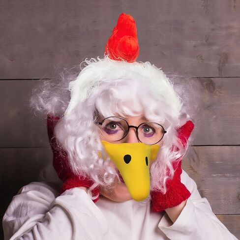 Chicken Headband & Beak Kit – Plush Rooster Costume Accessory with Faux Fur Headband and Fabric Beak – Great for Adults & Teens, Halloween, Cosplay, and Party Photos in Saudi Arabia