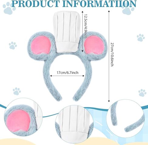 تتضمن مجموعة زي فأر الهالوين عصابة رأس وأذني الفأر وذيل وربطة عنق وملعقة خشبية للرجال والنساء والحفلات التنكرية in Kuwait
