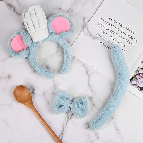 تتضمن مجموعة زي فأر الهالوين عصابة رأس وأذني الفأر وذيل وربطة عنق وملعقة خشبية للرجال والنساء والحفلات التنكرية in Kuwait