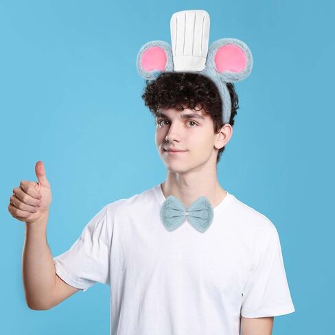 تتضمن مجموعة زي فأر الهالوين عصابة رأس وأذني الفأر وذيل وربطة عنق وملعقة خشبية للرجال والنساء والحفلات التنكرية in Kuwait