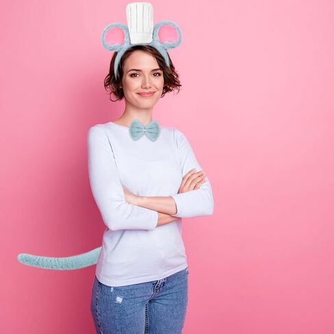 تتضمن مجموعة زي فأر الهالوين عصابة رأس وأذني الفأر وذيل وربطة عنق وملعقة خشبية للرجال والنساء والحفلات التنكرية in Kuwait