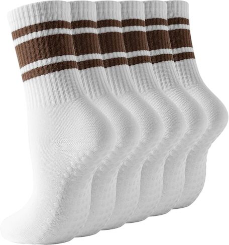 BONANGEL Pilates Socks with Grips for Women Yoga Socks 3 Pairs Womens Ballet Gym Athletic Socks in Saudi Arabia