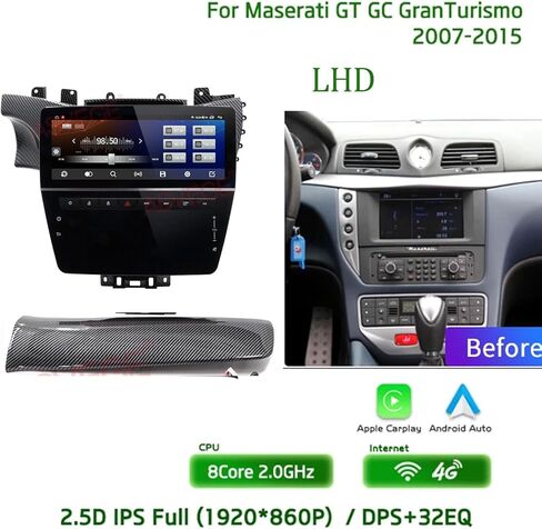 راديو سيارة 12.3 بوصة يعمل بنظام أندرويد 12 لسيارة مازيراتي GT GC GranTurismo 2007-2017 ملاحة جي بي إس أوتوماتيكية كاربلاي ستيريو 8.8 بوصة مكيف هواء-ألياف كربون-LHD in Kuwait