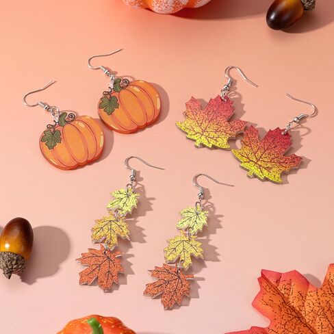 Thanksgiving Fall Earrings for Women,Turkey Pumpkin Acrylic Drop Dangle Earrings Festival Holiday Autumn Festival Holiday Jewelry Gifts in Kuwait