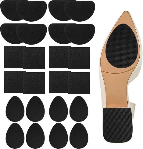 24 Pcs Non Slip Shoe Pads Self Adhesive Shoe Sole Protector, Shoes Grips on Bottom of Shoes Rubber Anti Slip Heel Pads for High Heels, Flats, Sneakers (Black, 3 Style) in Saudi Arabia