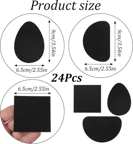 24 Pcs Non Slip Shoe Pads Self Adhesive Shoe Sole Protector, Shoes Grips on Bottom of Shoes Rubber Anti Slip Heel Pads for High Heels, Flats, Sneakers (Black, 3 Style) in Saudi Arabia