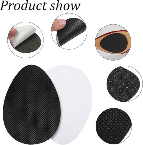 24 Pcs Non Slip Shoe Pads Self Adhesive Shoe Sole Protector, Shoes Grips on Bottom of Shoes Rubber Anti Slip Heel Pads for High Heels, Flats, Sneakers (Black, 3 Style) in Saudi Arabia