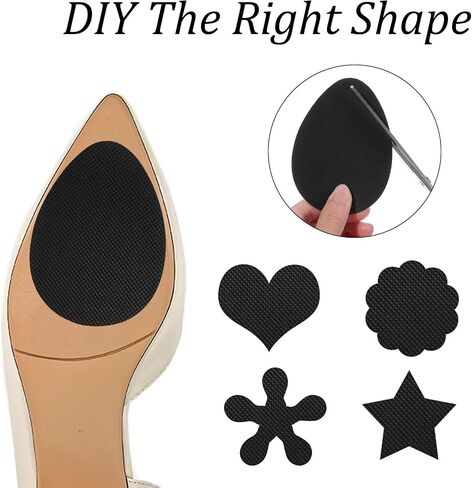 24 Pcs Non Slip Shoe Pads Self Adhesive Shoe Sole Protector, Shoes Grips on Bottom of Shoes Rubber Anti Slip Heel Pads for High Heels, Flats, Sneakers (Black, 3 Style) in Saudi Arabia
