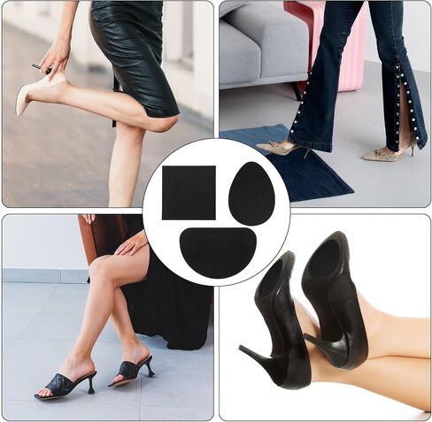 24 Pcs Non Slip Shoe Pads Self Adhesive Shoe Sole Protector, Shoes Grips on Bottom of Shoes Rubber Anti Slip Heel Pads for High Heels, Flats, Sneakers (Black, 3 Style) in Saudi Arabia