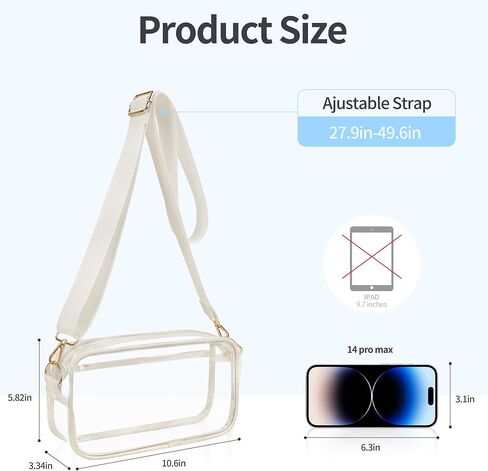 VOROLO Stadium Approved Clear Crossbody Bag,Small See Through Purse Handbag with Adjustable Shoulder Strap for Sports Black in Saudi Arabia