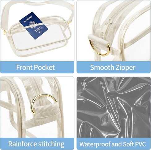 VOROLO Stadium Approved Clear Crossbody Bag,Small See Through Purse Handbag with Adjustable Shoulder Strap for Sports Black in Saudi Arabia
