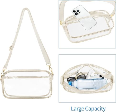 VOROLO Stadium Approved Clear Crossbody Bag,Small See Through Purse Handbag with Adjustable Shoulder Strap for Sports Black in Saudi Arabia