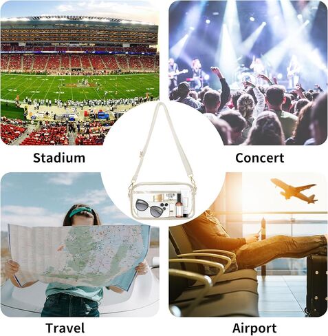 VOROLO Stadium Approved Clear Crossbody Bag,Small See Through Purse Handbag with Adjustable Shoulder Strap for Sports Black in Saudi Arabia