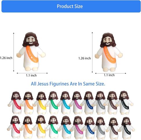 100 Pcs Mini Jesus Figurines Bulk, Little Jesus Printed with Jesus Loves You Or God Bless You Everyone Need A Little Jesus For Hide and Seek Religious Party Supplies, Sunday School Giveaways in Saudi Arabia