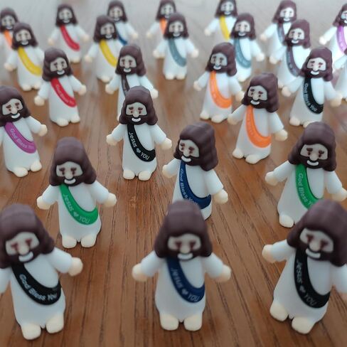 100 Pcs Mini Jesus Figurines Bulk, Little Jesus Printed with Jesus Loves You Or God Bless You Everyone Need A Little Jesus For Hide and Seek Religious Party Supplies, Sunday School Giveaways in Saudi Arabia
