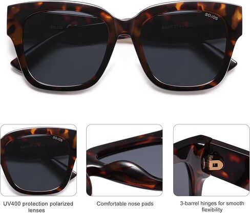 SOJOS Trendy Polarized Square Sunglasses Womens,Retro Oversized Women Thick Sun Glasses SJ2217 in Saudi Arabia