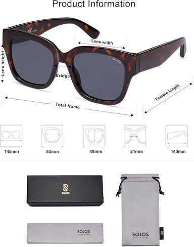 SOJOS Trendy Polarized Square Sunglasses Womens,Retro Oversized Women Thick Sun Glasses SJ2217 in Saudi Arabia