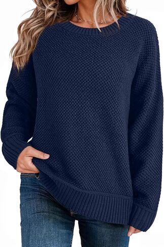 Dokotoo Womens Sweaters Crewneck Ribbed Knit Waffle Pullover Sweaters 2025 Fall Winter Fashion Clothes in Saudi Arabia