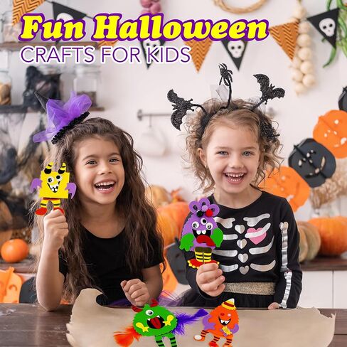 4E's Novelty Halloween Crafts for Kids (12 Pack) Silly Monsters Foam Magnet Fall Crafts للأطفال بالجملة، أنشطة حفلات الهالوين للأطفال الذين تتراوح أعمارهم بين 3-5، 4-8 in Kuwait
