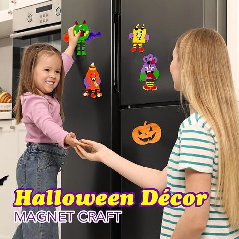 4E's Novelty Halloween Crafts for Kids (12 Pack) Silly Monsters Foam Magnet Fall Crafts للأطفال بالجملة، أنشطة حفلات الهالوين للأطفال الذين تتراوح أعمارهم بين 3-5، 4-8 in Kuwait