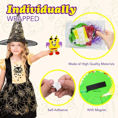 4E's Novelty Halloween Crafts for Kids (12 Pack) Silly Monsters Foam Magnet Fall Crafts للأطفال بالجملة، أنشطة حفلات الهالوين للأطفال الذين تتراوح أعمارهم بين 3-5، 4-8 in Kuwait