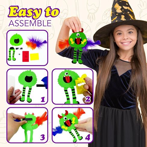 4E's Novelty Halloween Crafts for Kids (12 Pack) Silly Monsters Foam Magnet Fall Crafts للأطفال بالجملة، أنشطة حفلات الهالوين للأطفال الذين تتراوح أعمارهم بين 3-5، 4-8 in Kuwait