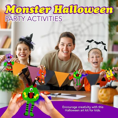 4E's Novelty Halloween Crafts for Kids (12 Pack) Silly Monsters Foam Magnet Fall Crafts للأطفال بالجملة، أنشطة حفلات الهالوين للأطفال الذين تتراوح أعمارهم بين 3-5، 4-8 in Kuwait