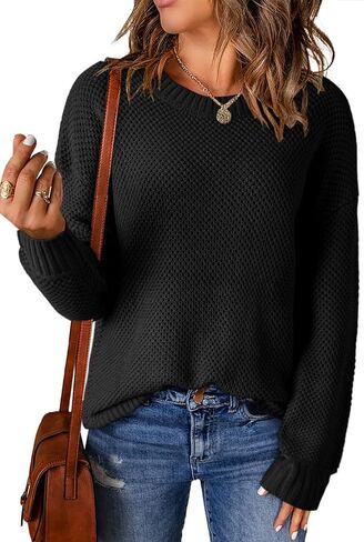 Dokotoo Womens Sweaters Crewneck Ribbed Knit Waffle Pullover Sweaters 2025 Fall Winter Fashion Clothes in Saudi Arabia