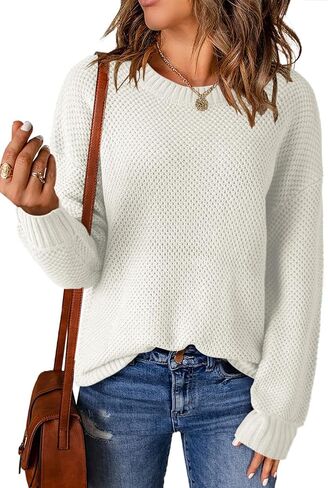 Dokotoo Womens Sweaters Crewneck Ribbed Knit Waffle Pullover Sweaters 2025 Fall Winter Fashion Clothes in Saudi Arabia