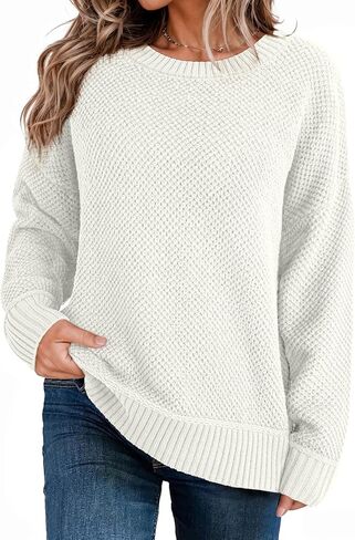 Dokotoo Womens Sweaters Crewneck Ribbed Knit Waffle Pullover Sweaters 2025 Fall Winter Fashion Clothes in Saudi Arabia