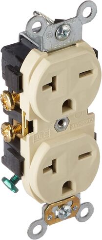 Leviton 5822-W Straight Blade Single Receptacle, 250 Vac, 20 A, 2 Pole, 3 Wire, White in Saudi Arabia