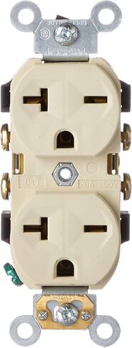 Leviton 5822-W Straight Blade Single Receptacle, 250 Vac, 20 A, 2 Pole, 3 Wire, White in Saudi Arabia