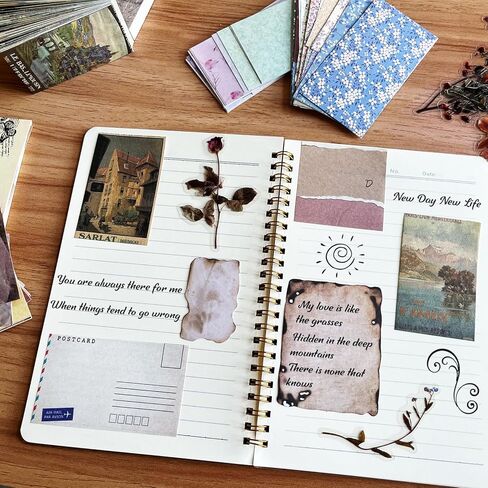 565 PCS Vintage Scrapbook Paper Supplies Kit, Scrapbook Paper Journaling Decorative Craft Paper Set with Flowers Stickers, Variety Collage Design Paper Packs for Journaling, Junk Journal, Retro Crafts in Kuwait