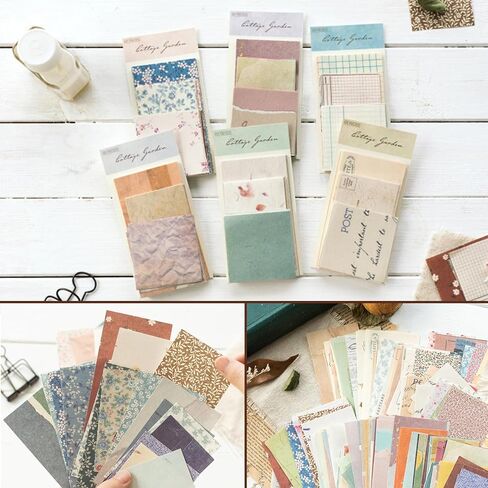 565 PCS Vintage Scrapbook Paper Supplies Kit, Scrapbook Paper Journaling Decorative Craft Paper Set with Flowers Stickers, Variety Collage Design Paper Packs for Journaling, Junk Journal, Retro Crafts in Kuwait