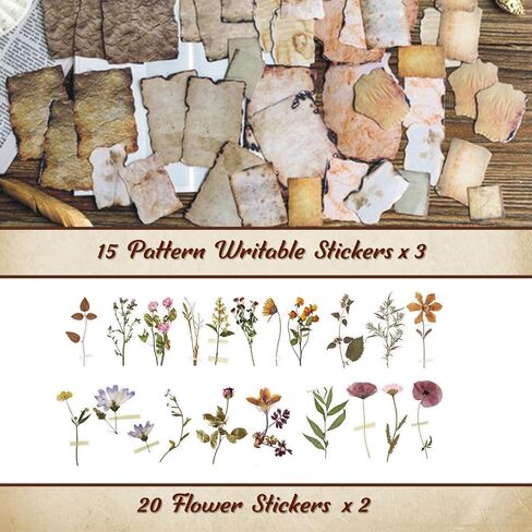 565 PCS Vintage Scrapbook Paper Supplies Kit, Scrapbook Paper Journaling Decorative Craft Paper Set with Flowers Stickers, Variety Collage Design Paper Packs for Journaling, Junk Journal, Retro Crafts in Kuwait