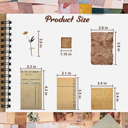 565 PCS Vintage Scrapbook Paper Supplies Kit, Scrapbook Paper Journaling Decorative Craft Paper Set with Flowers Stickers, Variety Collage Design Paper Packs for Journaling, Junk Journal, Retro Crafts in Kuwait