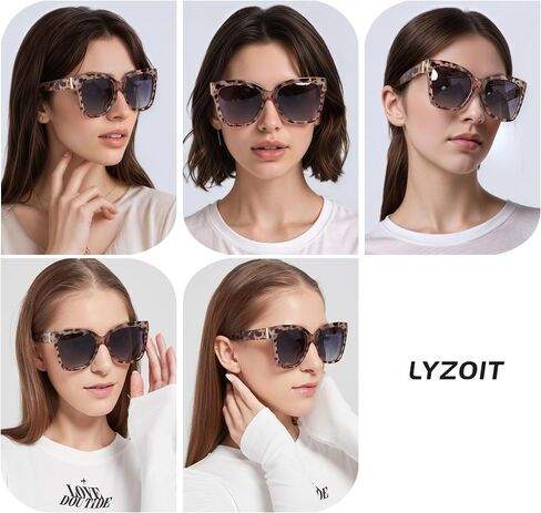 نظارات شمسية مستقطبة كبيرة الحجم بتصميم عين القطة من LYZOIT للنساء نظارات شمسية كبيرة الحجم in Kuwait
