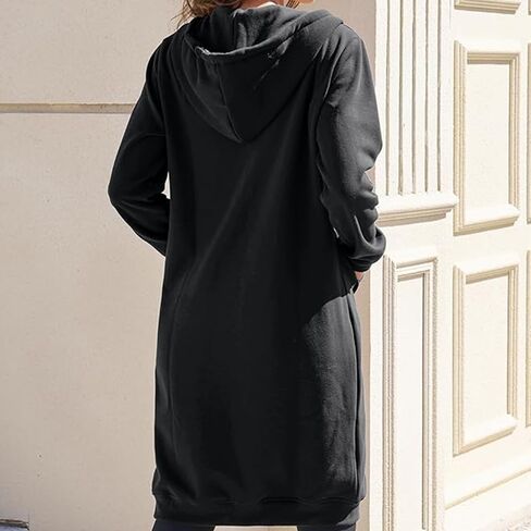 Women Casual Zip Up Hoodies Tunic Sweatshirt - Long Hoodie for Comfort and Style in Saudi Arabia