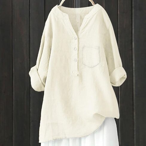 Linen Shirt for Women Breathable Tops Loose Crewneck Tops Womens Daily t Shirts Summer Shirts for Women 2025 in Saudi Arabia