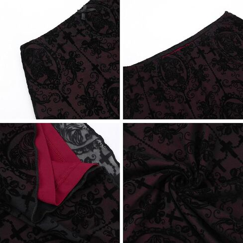 Womens Mesh Bodycon Mini Skirt High Waist Velvet Lace Jacquard Double Layered Y2K Gothic Short Skirt in Kuwait