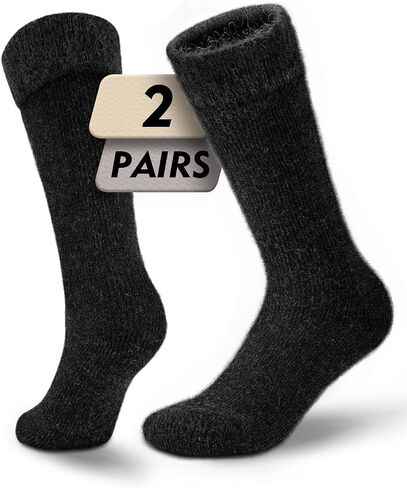 Alpaca Wool Thermal Boot Socks, Heavyweight Warm Winter Socks Thick Cushioned Moisture-Wicking Fleece Outdoor & House in Kuwait