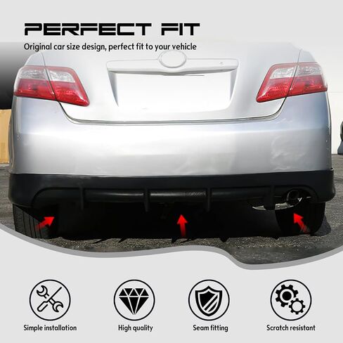 Rear Bumper Lip Diffuser Spoiler, Compatible with 2007-2011 Toyota Camry (Single Exhaust Outlet), DF Style PU Rear Lower Splitter Protector, Unpainted Black, 1PC in Saudi Arabia