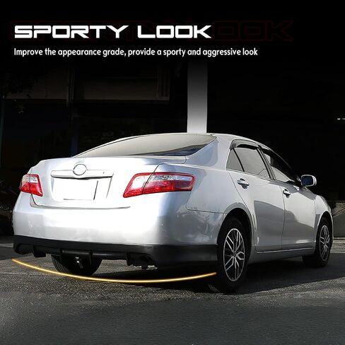 Rear Bumper Lip Diffuser Spoiler, Compatible with 2007-2011 Toyota Camry (Single Exhaust Outlet), DF Style PU Rear Lower Splitter Protector, Unpainted Black, 1PC in Saudi Arabia
