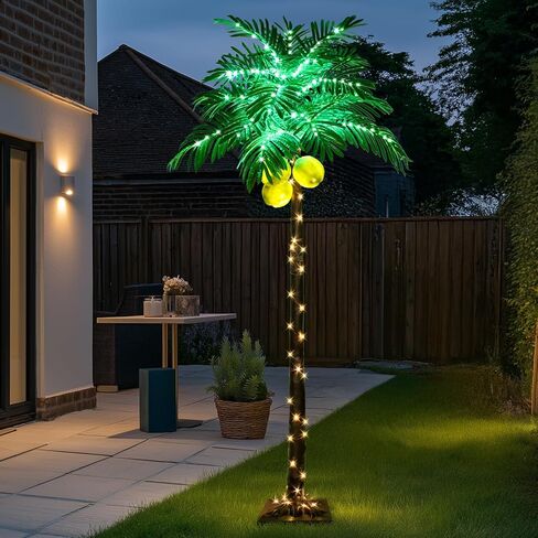 6 ft Lighted Palm Tree LED Lighted Palm Trees for Outside Patio Dimmable with Adapter Artificial Palm Tree Decor for Home, Party, Christmas, Indoor Outdoor in Kuwait