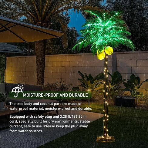 6 ft Lighted Palm Tree LED Lighted Palm Trees for Outside Patio Dimmable with Adapter Artificial Palm Tree Decor for Home, Party, Christmas, Indoor Outdoor in Kuwait