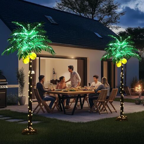 6 ft Lighted Palm Tree LED Lighted Palm Trees for Outside Patio Dimmable with Adapter Artificial Palm Tree Decor for Home, Party, Christmas, Indoor Outdoor in Kuwait